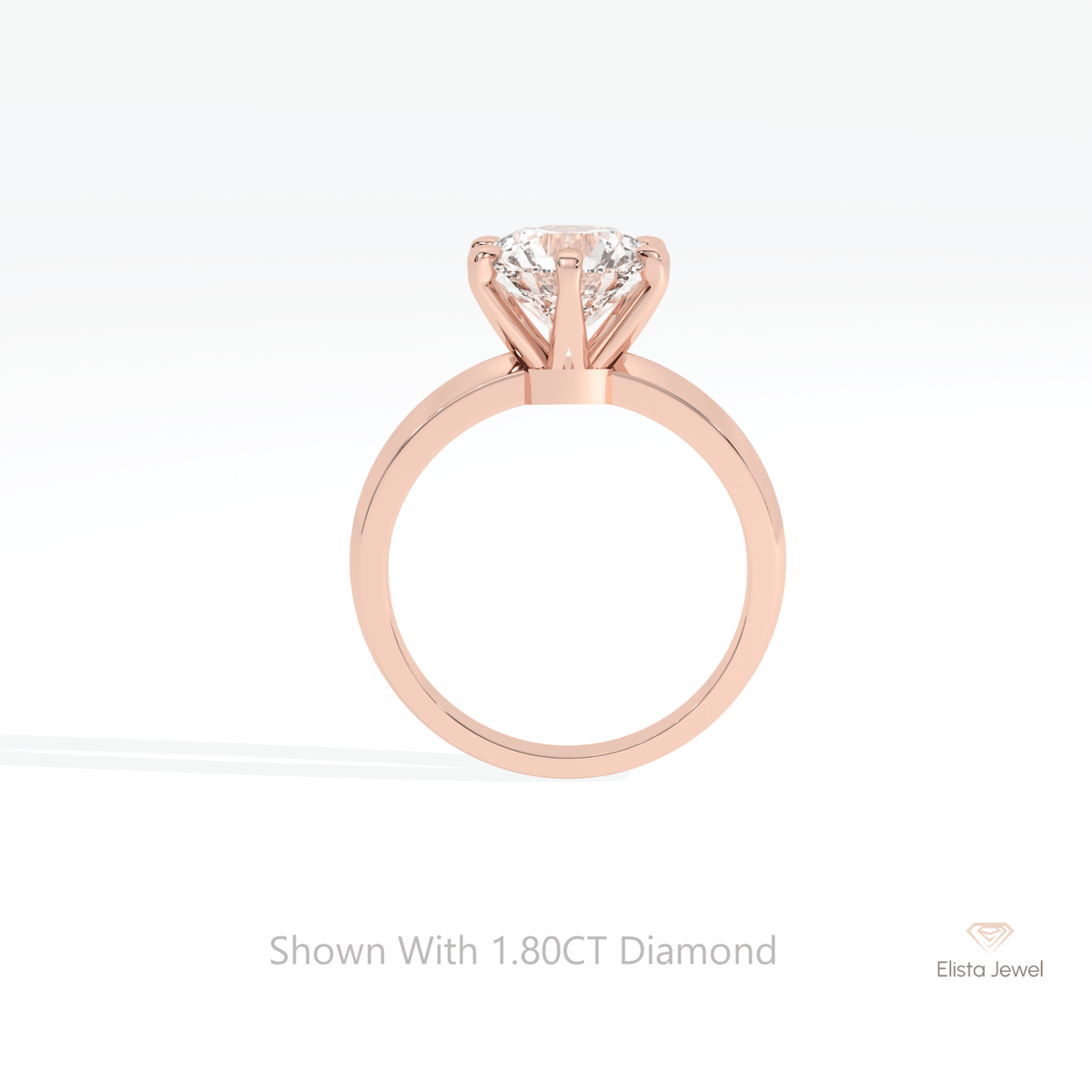 Round Cut Solitaire Engagement Lab Grown Diamond Ring in 18K White Gold - Close-up View