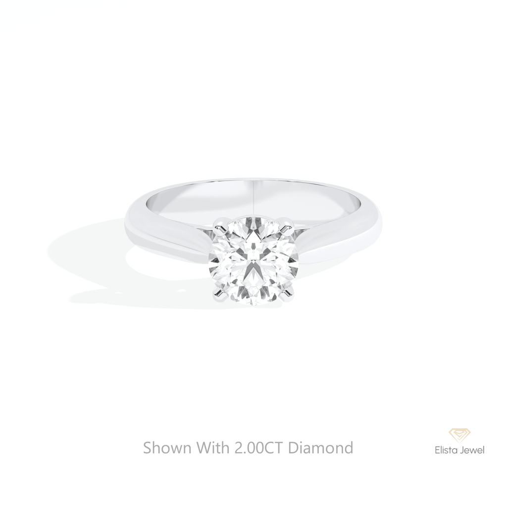 Round Cut Solitaire Engagement Lab Grown Diamond Ring in 14K Yellow Gold - Detail View