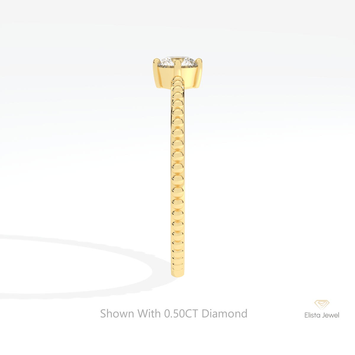 Round Cut Solitaire Engagement Lab Grown Diamond Ring in 14K White Gold - Top View