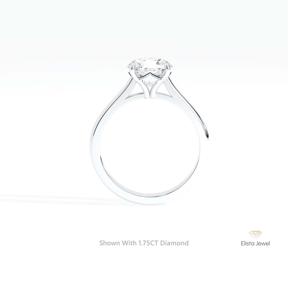 Round Cut Solitaire Engagement Lab Grown Diamond Ring in 10K Yellow Gold - Side View