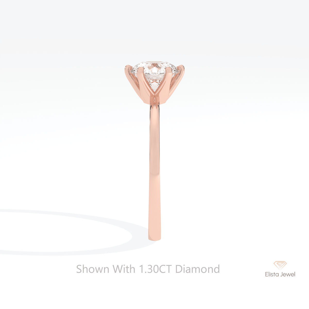 Round Cut Solitaire Engagement Lab Grown Diamond Ring in 14K White Gold - Top View