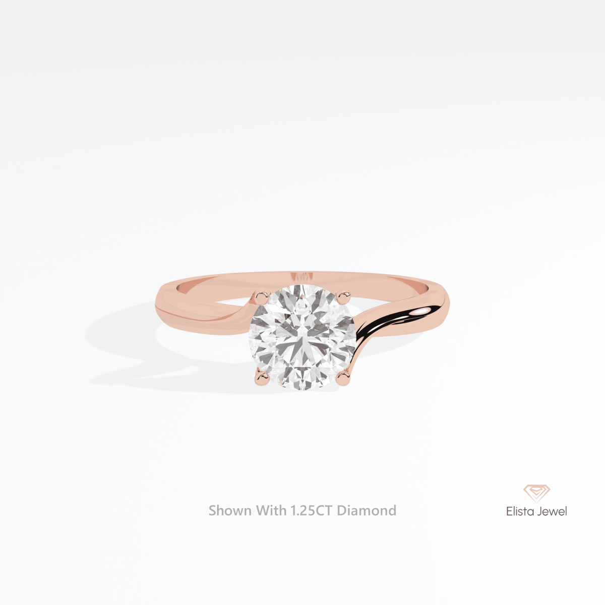 Round Cut Solitaire Engagement Lab Grown Diamond Ring in 10K White Gold - Front View