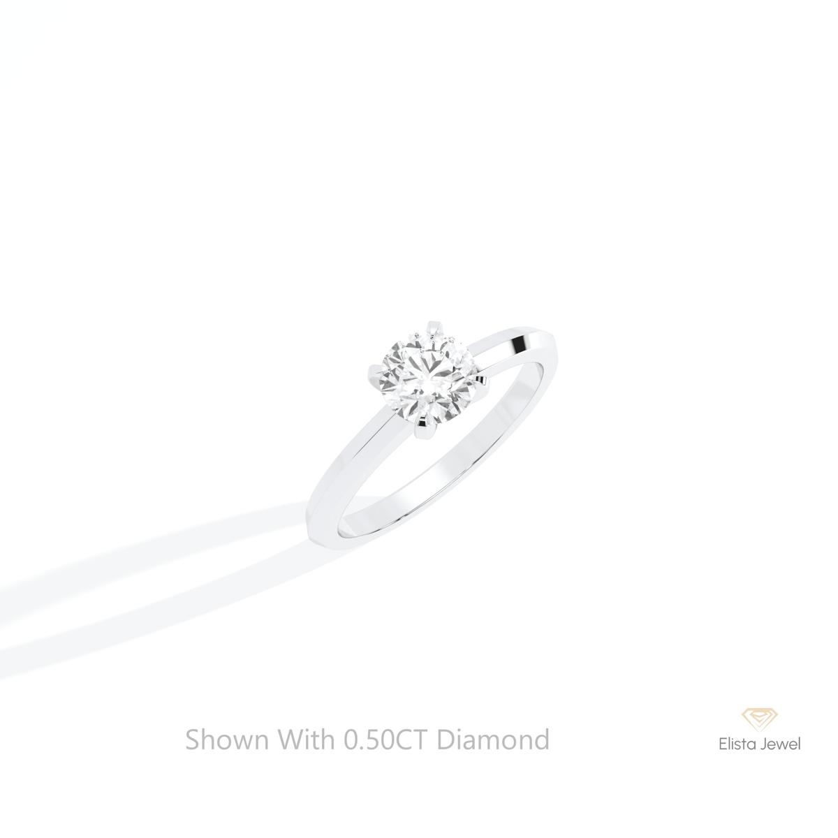 Round Cut Solitaire Engagement Lab Grown Diamond Ring in 14K Rose Gold - Profile View