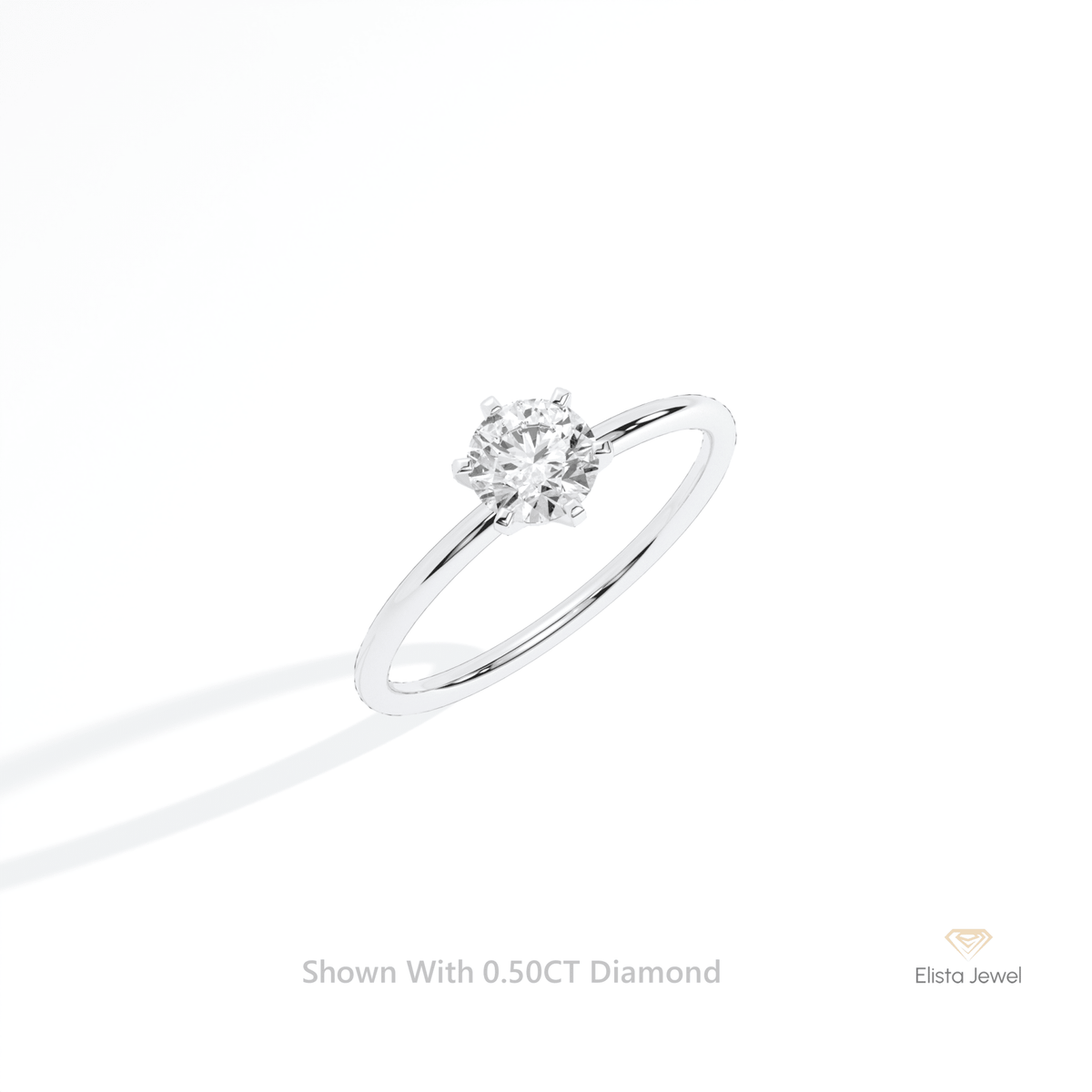 Round Cut Solitaire Engagement Lab Grown Diamond Ring in Platinum - Lifestyle View