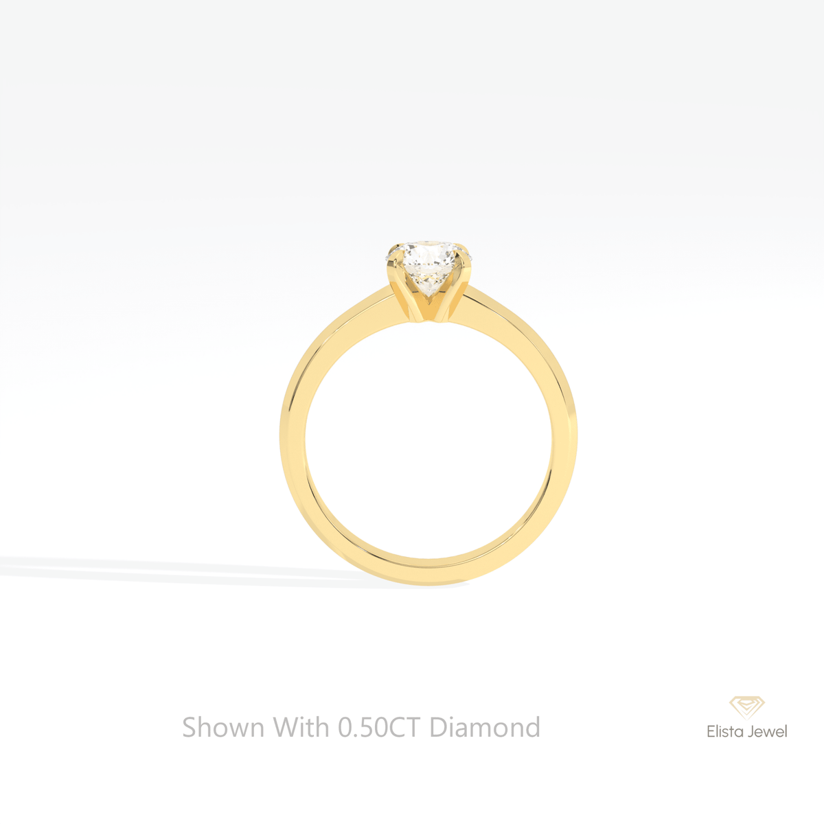 Round Cut Solitaire Engagement Lab Grown Diamond Ring in 10K Rose Gold - Angled View