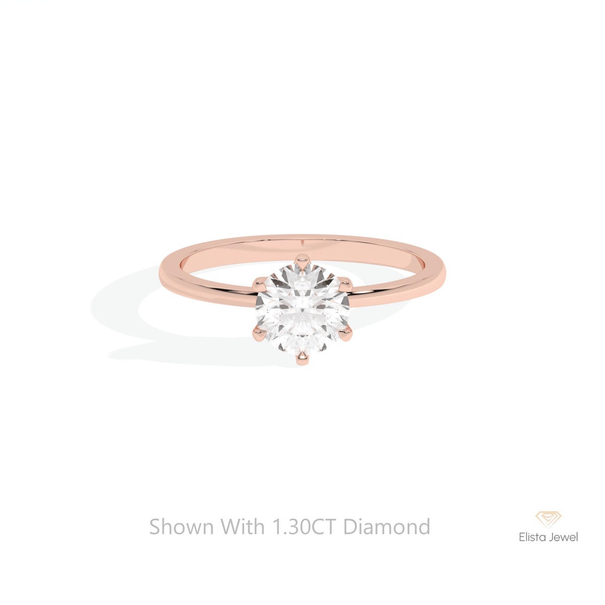 Round Cut Solitaire Engagement Lab Grown Diamond Ring in 10K White Gold - Front View