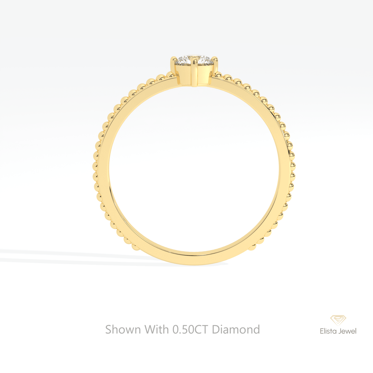 Round Cut Solitaire Engagement Lab Grown Diamond Ring in 10K Rose Gold - Angled View