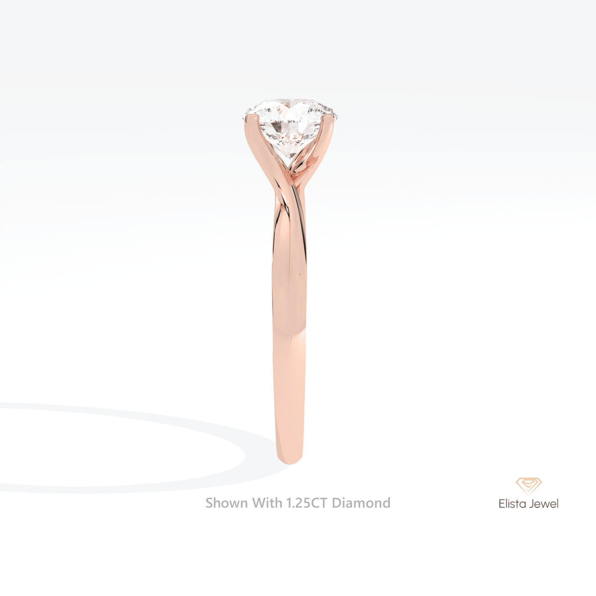 Round Cut Solitaire Engagement Lab Grown Diamond Ring in 14K White Gold - Top View