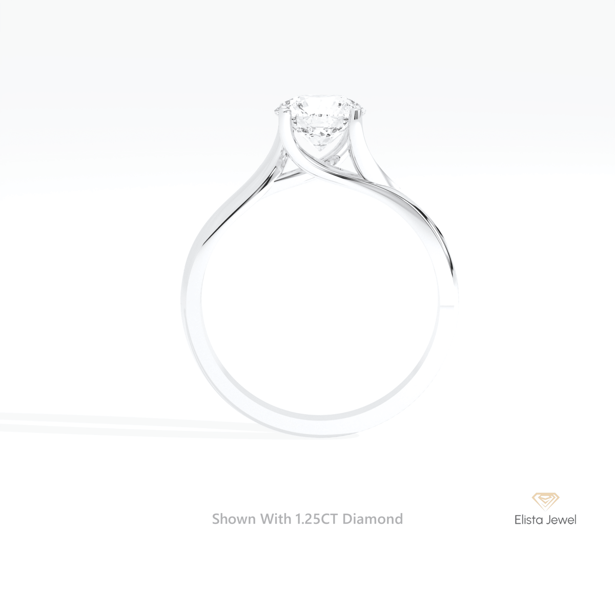 Round Cut Solitaire Engagement Lab Grown Diamond Ring in 18K Yellow Gold - Perspective View