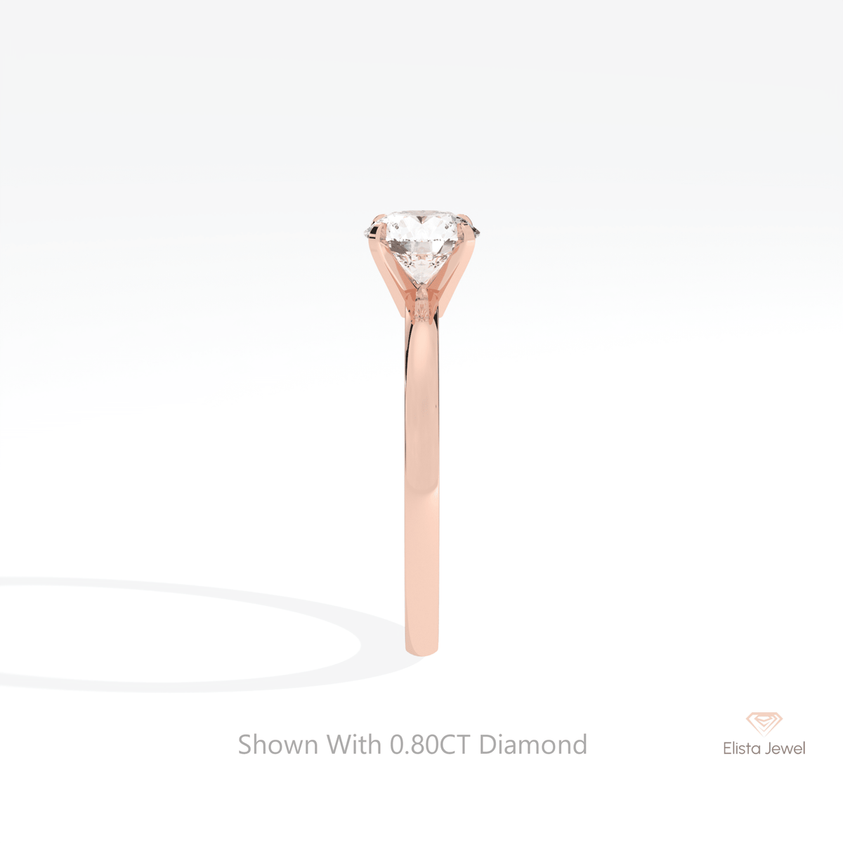 Round Cut Solitaire Engagement Lab Grown Diamond Ring in 14K White Gold - Top View