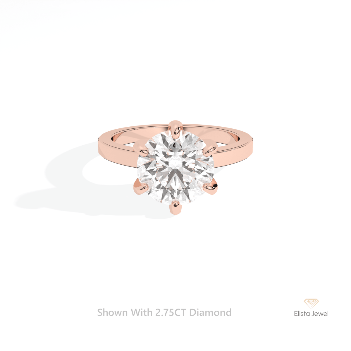 Round Cut Solitaire Engagement Lab Grown Diamond Ring in 10K White Gold - Front View