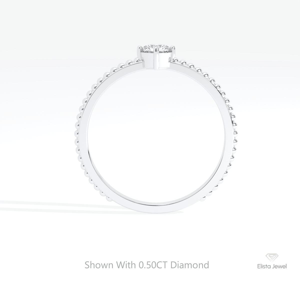 Round Cut Solitaire Engagement Lab Grown Diamond Ring in 18K White Gold - Close-up View