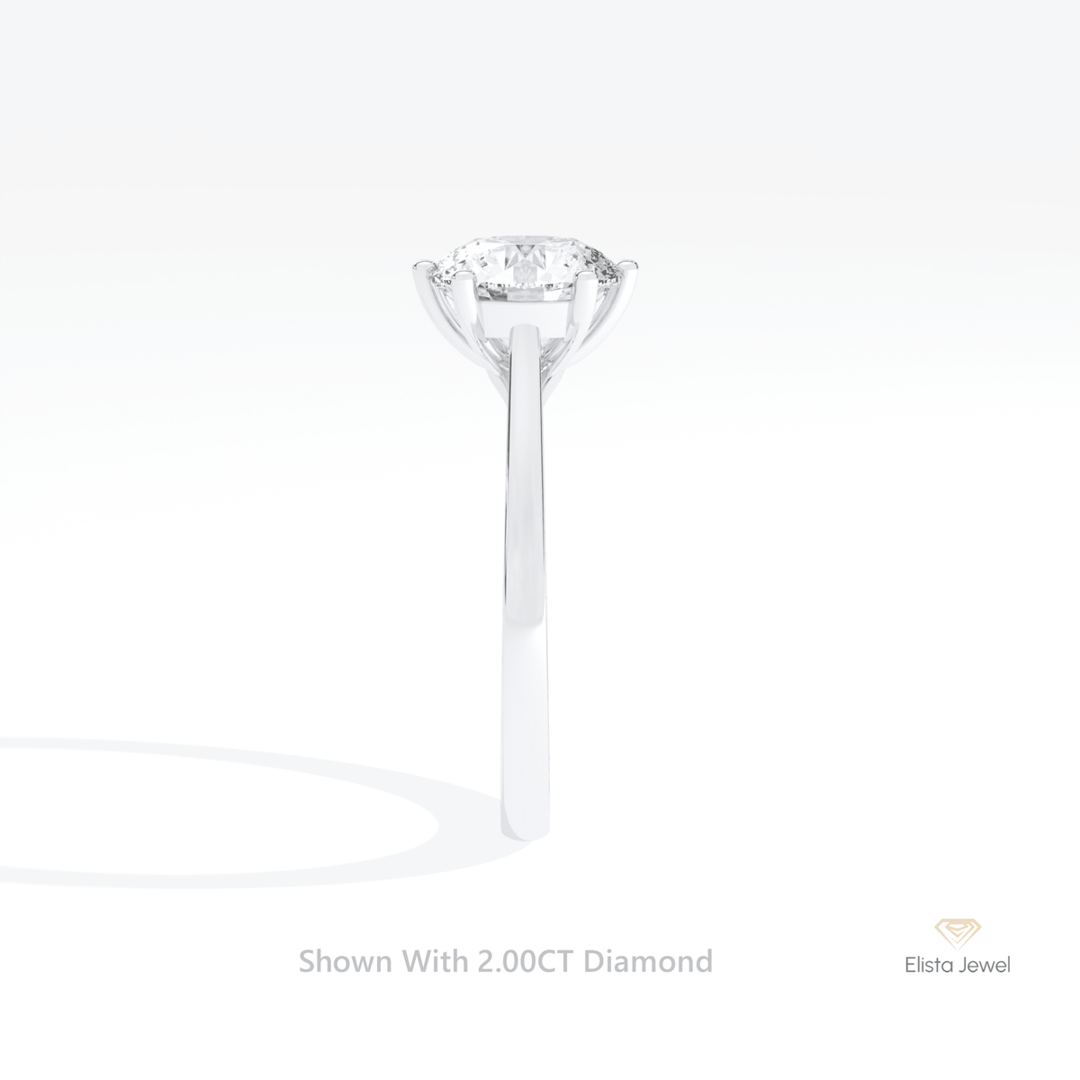 Round Cut Solitaire Engagement Lab Grown Diamond Ring in 14K White Gold - Top View