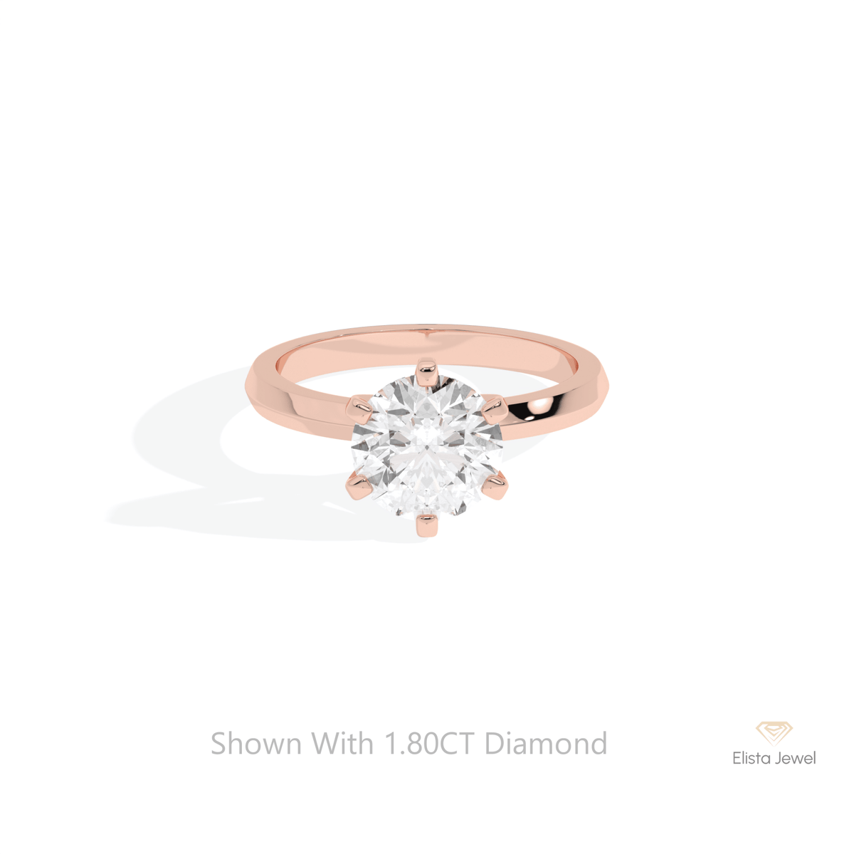 Round Cut Solitaire Engagement Lab Grown Diamond Ring in 14K Yellow Gold - Detail View