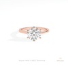 Round Cut Solitaire Engagement Lab Grown Diamond Ring in 18K Rose Gold - Ring on Hand View