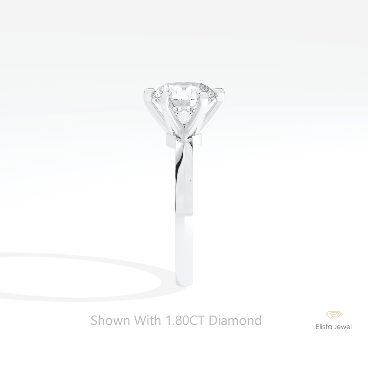 Round Cut Solitaire Engagement Lab Grown Diamond Ring in 14K White Gold - Top View
