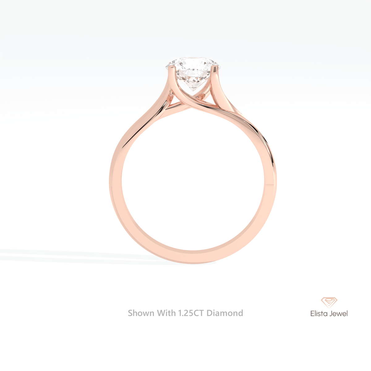 Round Cut Solitaire Engagement Lab Grown Diamond Ring in 10K Rose Gold - Angled View
