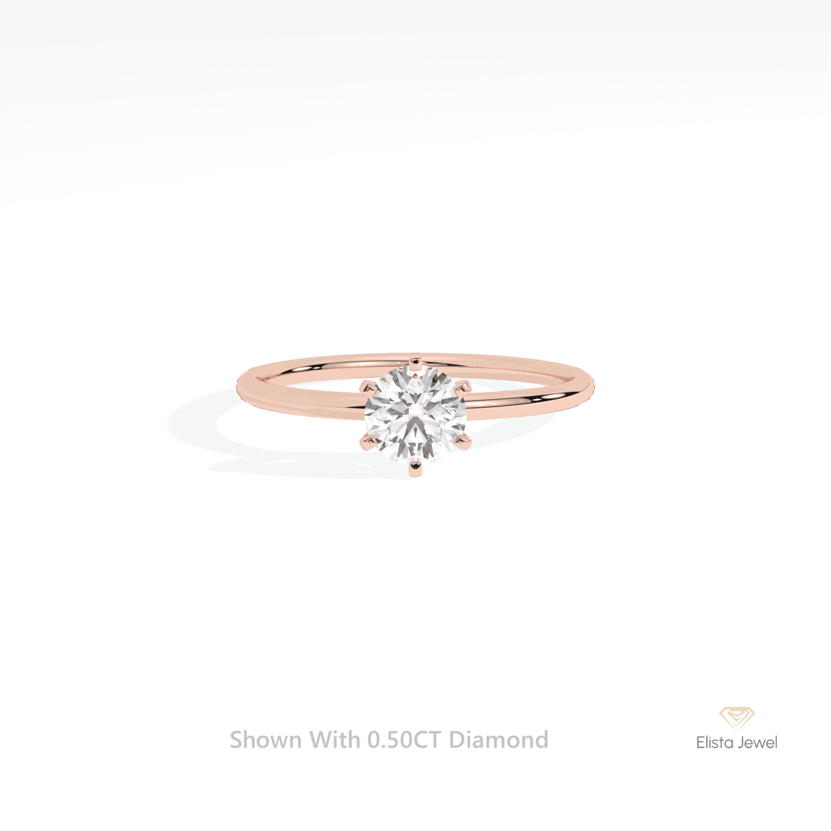 Round Cut Solitaire Engagement Lab Grown Diamond Ring in 14K Yellow Gold - Detail View