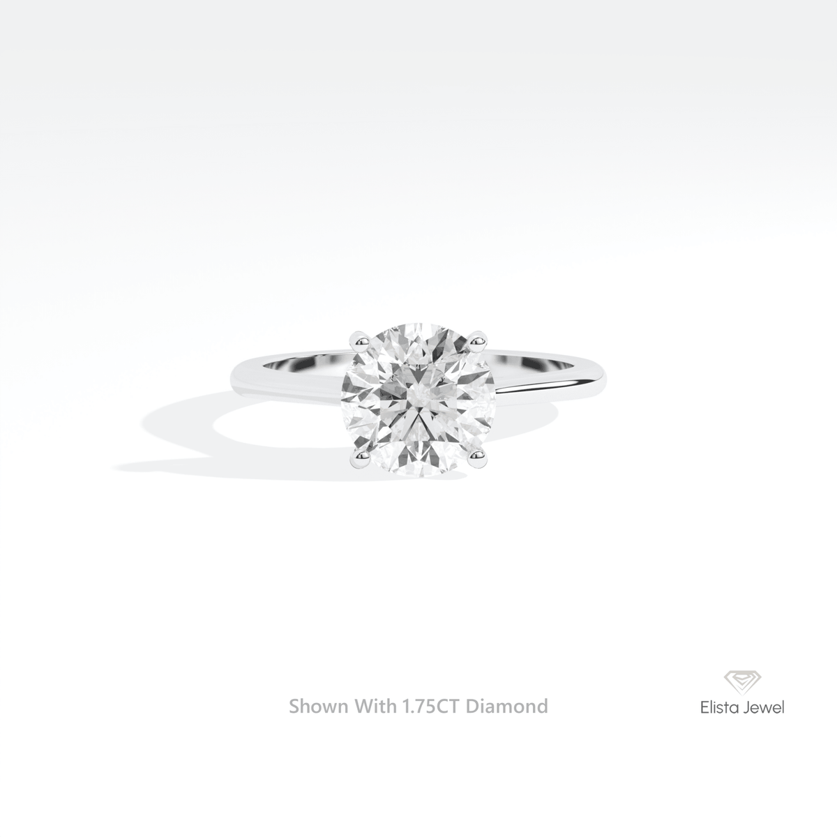 Round Cut Solitaire Engagement Lab Grown Diamond Ring in 10K White Gold - Front View