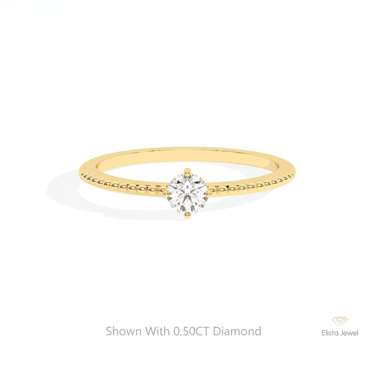Round Cut Solitaire Engagement Lab Grown Diamond Ring in 10K White Gold - Front View