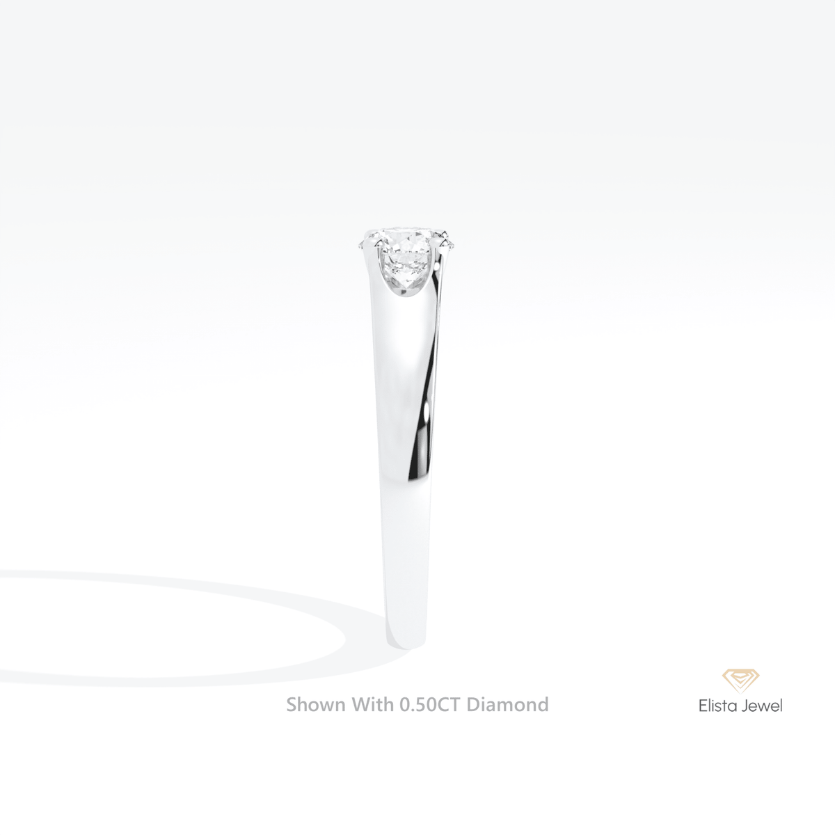 Round Cut Solitaire Engagement Lab Grown Diamond Ring in 18K White Gold - Close-up View