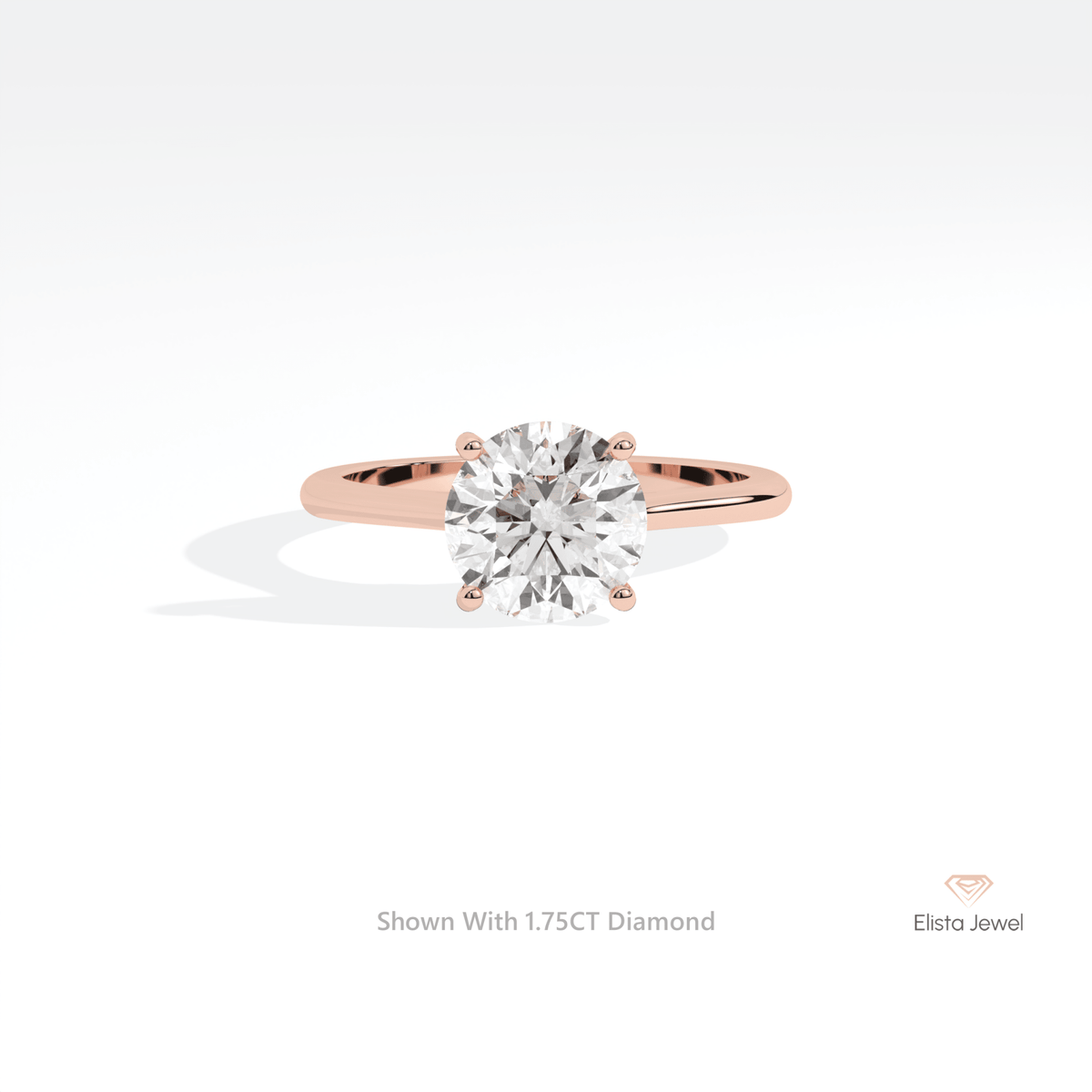 Round Cut Solitaire Engagement Lab Grown Diamond Ring in 14K Yellow Gold - Detail View