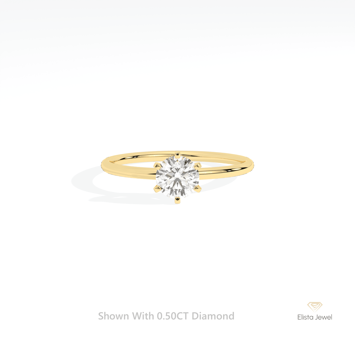 Round Cut Solitaire Engagement Lab Grown Diamond Ring in 10K White Gold - Front View