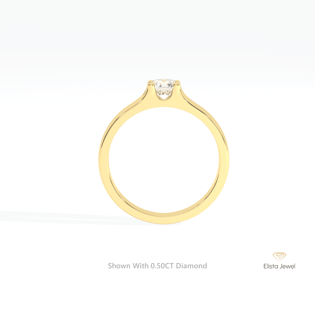 Round Cut Solitaire Engagement Lab Grown Diamond Ring in 10K Rose Gold - Angled View