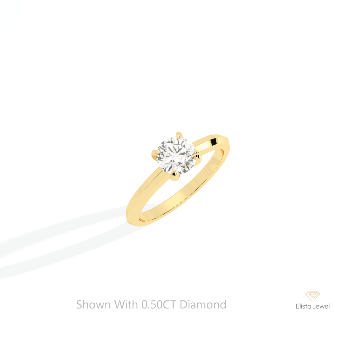 Round Cut Solitaire Engagement Lab Grown Diamond Ring in 10K Yellow Gold - Side View