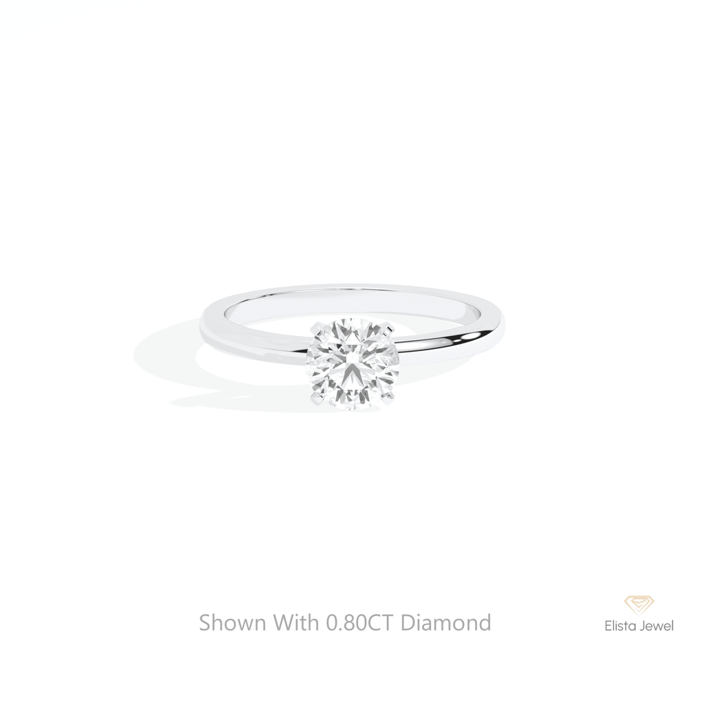 Round Cut Solitaire Engagement Lab Grown Diamond Ring in 14K Yellow Gold - Detail View