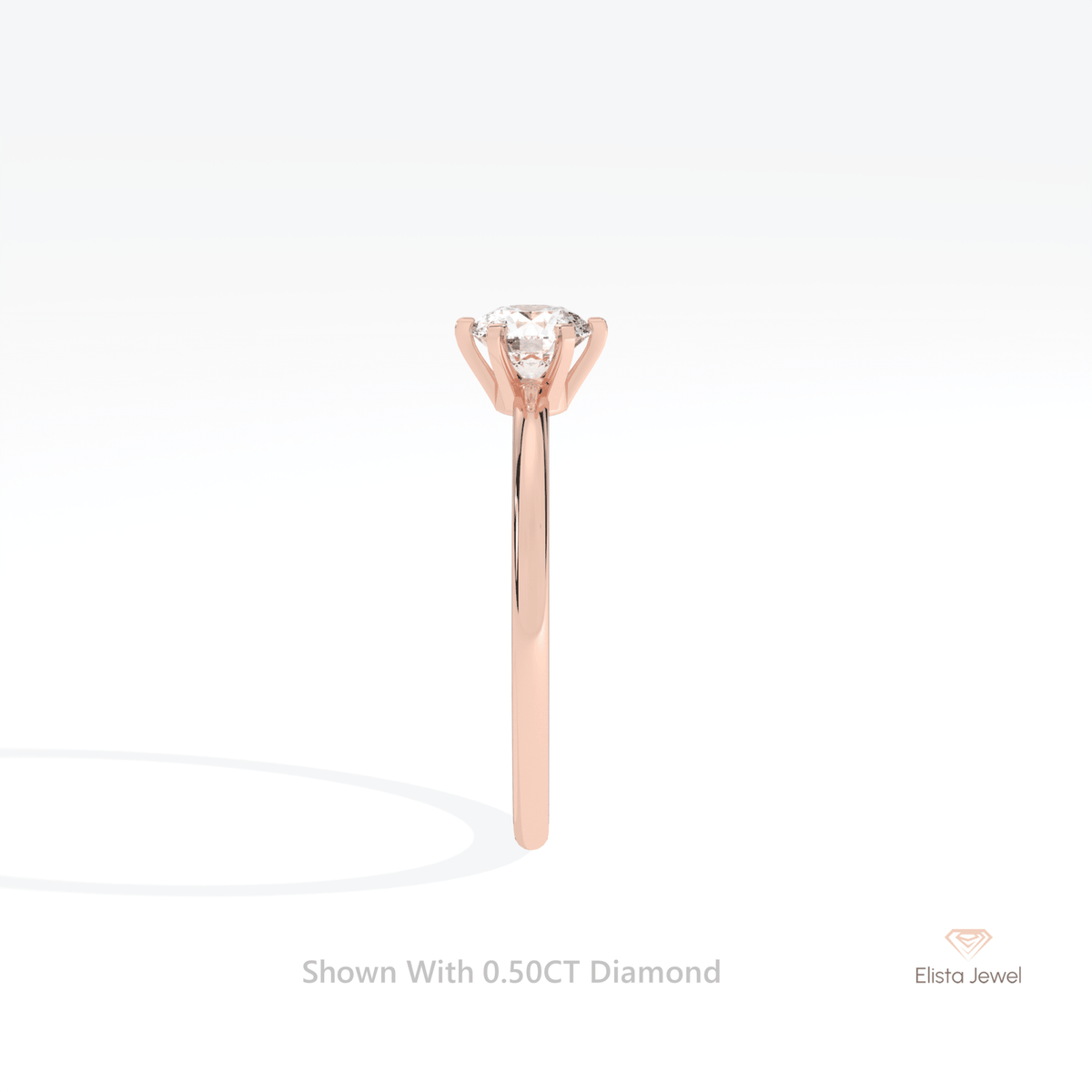 Round Cut Solitaire Engagement Lab Grown Diamond Ring in 18K Yellow Gold - Perspective View