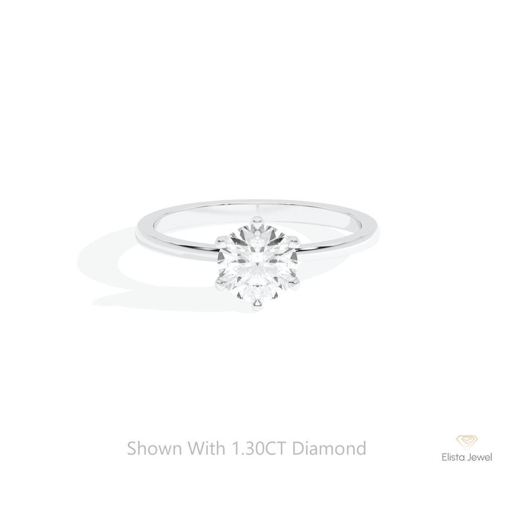 Round Cut Solitaire Engagement Lab Grown Diamond Ring in 14K Yellow Gold - Detail View