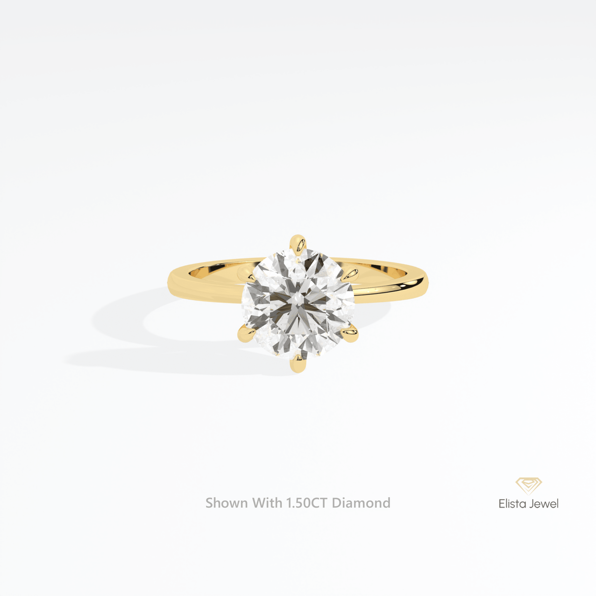 Round Cut Solitaire Wedding Lab Grown Diamond Ring in 18K Rose Gold - Ring on Hand View