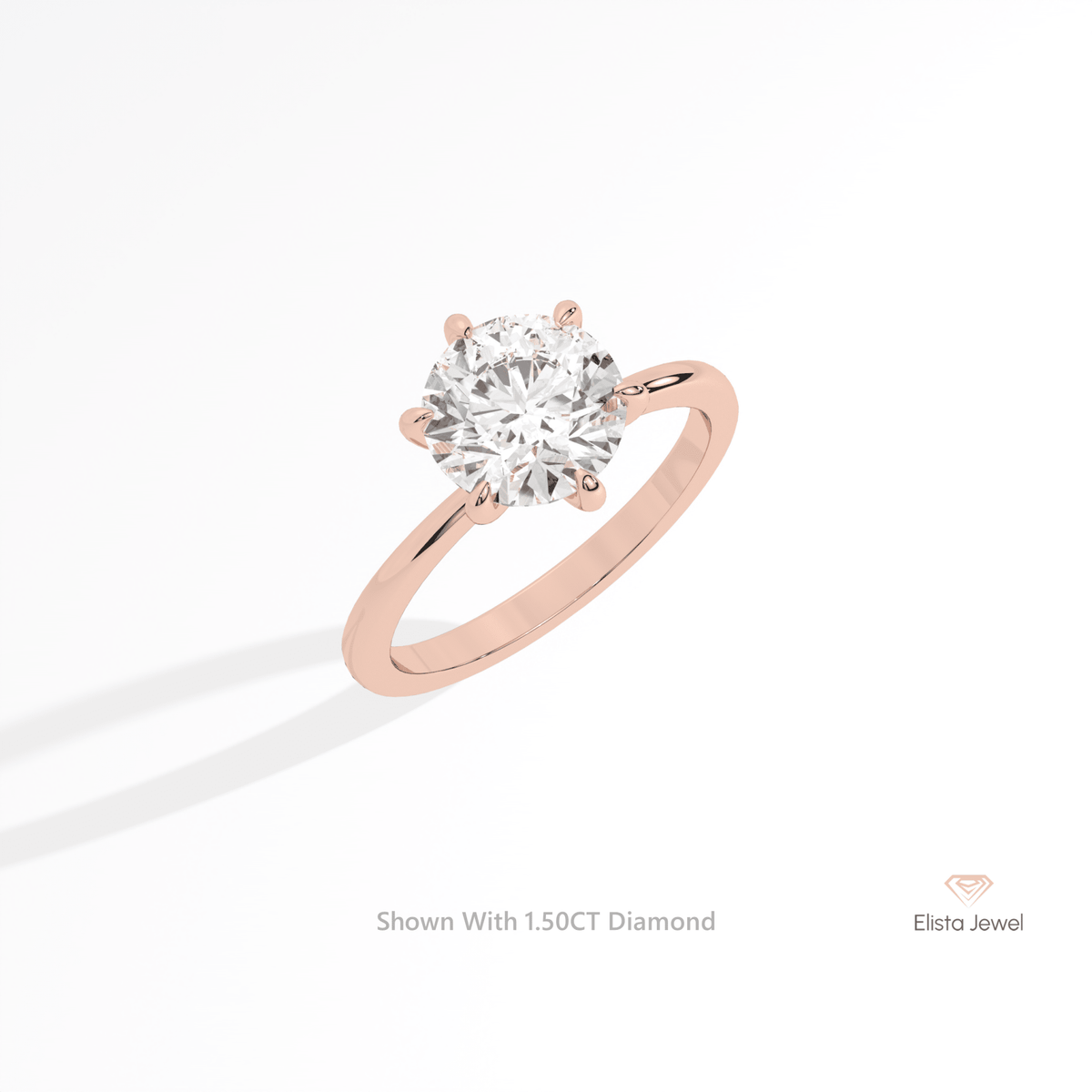 Round Cut Solitaire Wedding Lab Grown Diamond Ring in 14K Rose Gold - Profile View