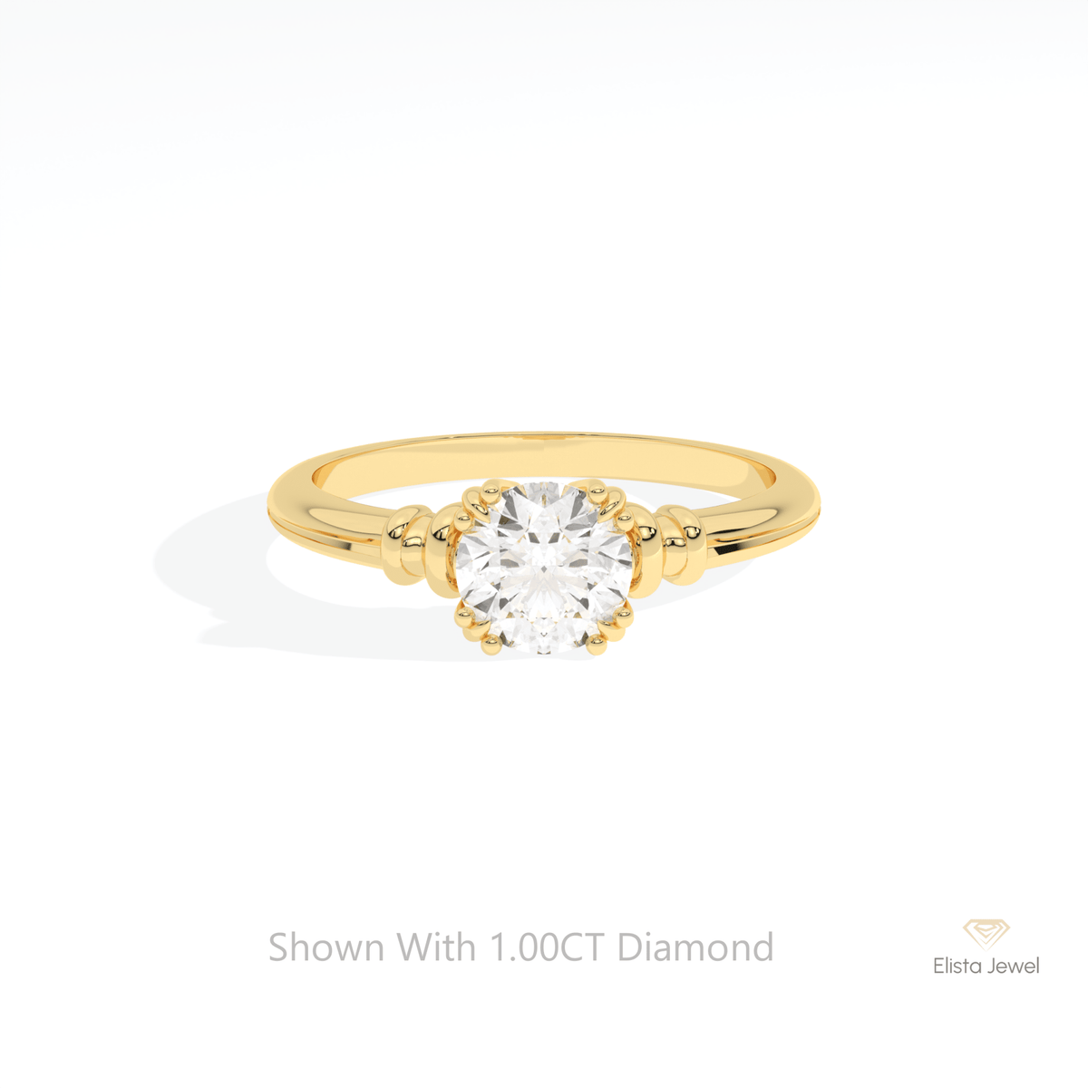 Round Cut Solitaire Wedding Lab Grown Diamond Ring in 10K White Gold - Front View