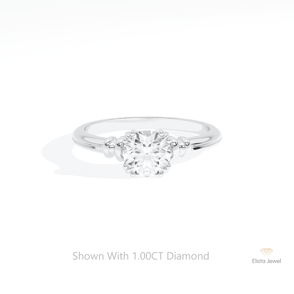 Round Cut Solitaire Wedding Lab Grown Diamond Ring in 14K Yellow Gold - Detail View