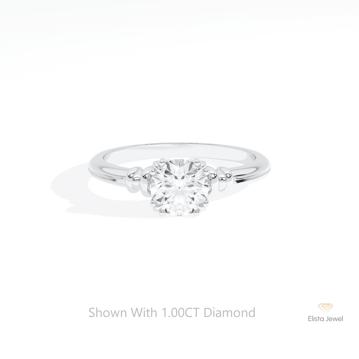 Round Cut Solitaire Wedding Lab Grown Diamond Ring in 14K Yellow Gold - Detail View