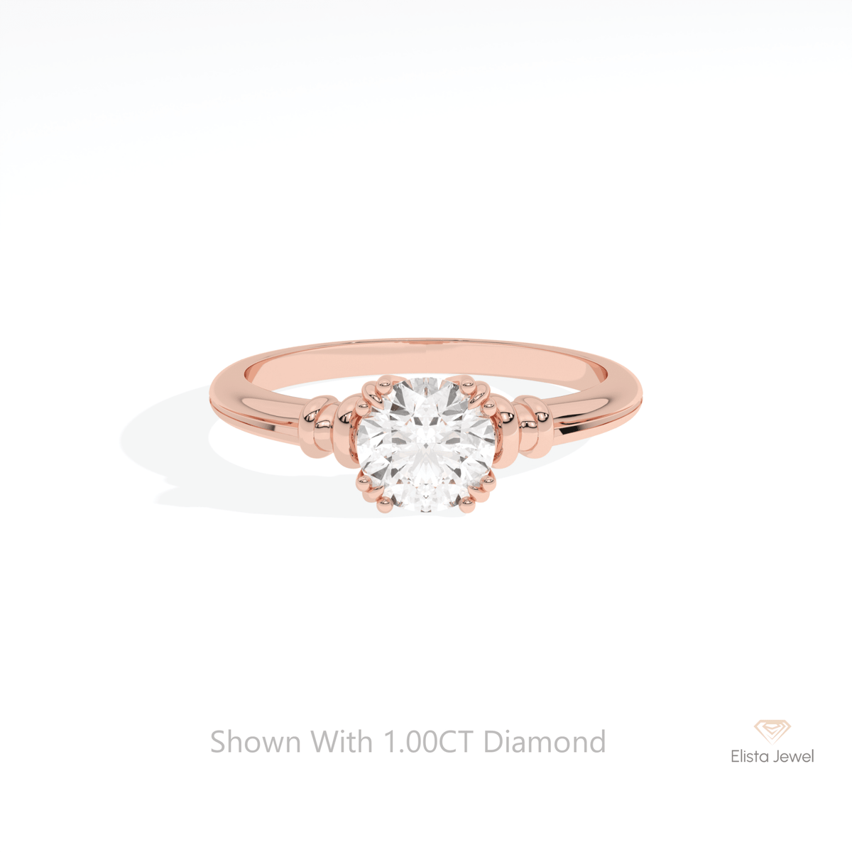 Round Cut Solitaire Wedding Lab Grown Diamond Ring in 18K Rose Gold - Ring on Hand View