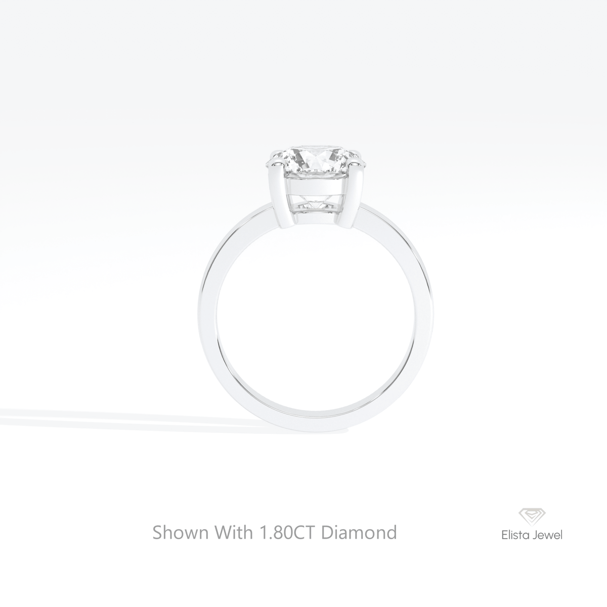 Round Cut Solitaire Wedding Lab Grown Diamond Ring in 18K White Gold - Close-up View