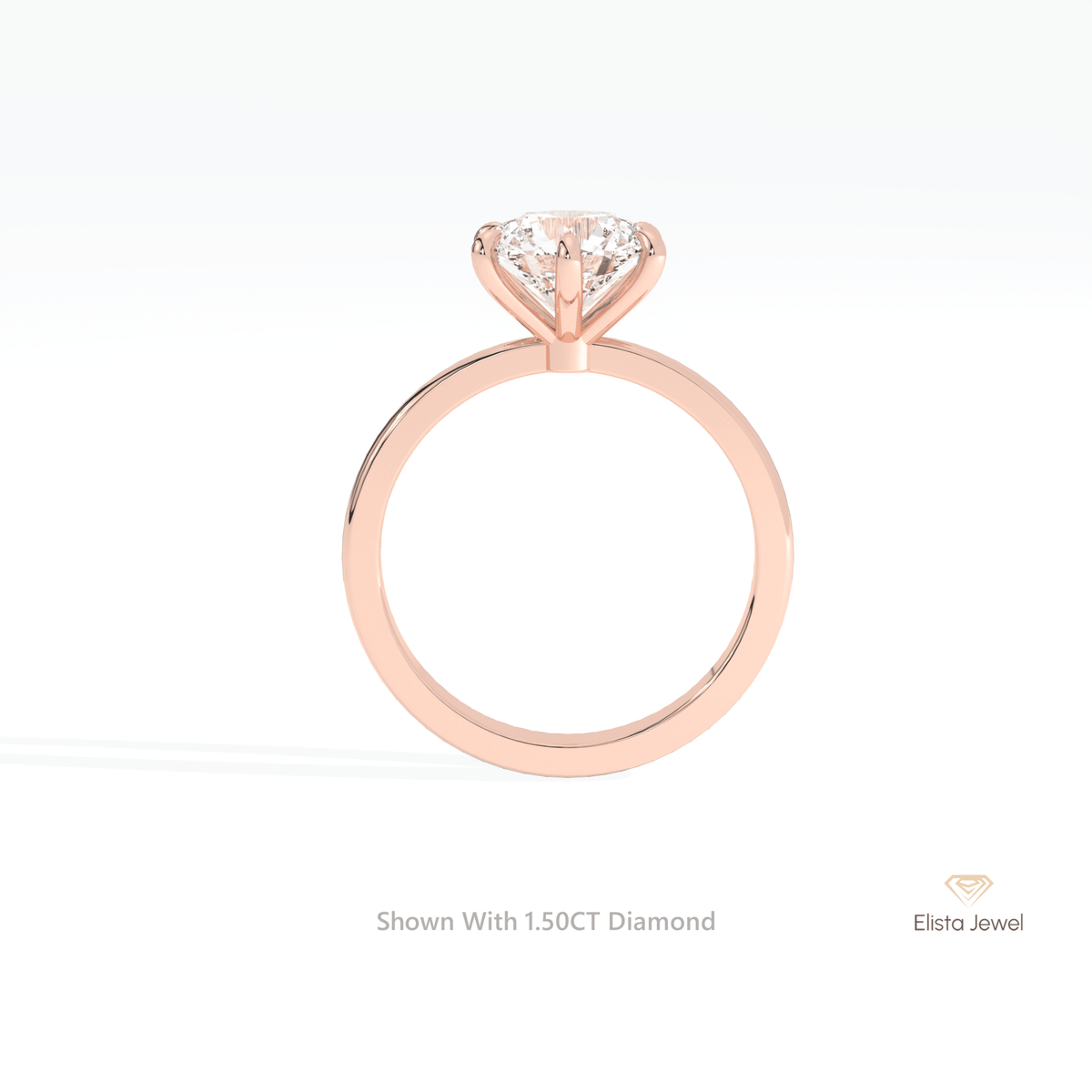 Round Cut Solitaire Wedding Lab Grown Diamond Ring in 18K White Gold - Close-up View