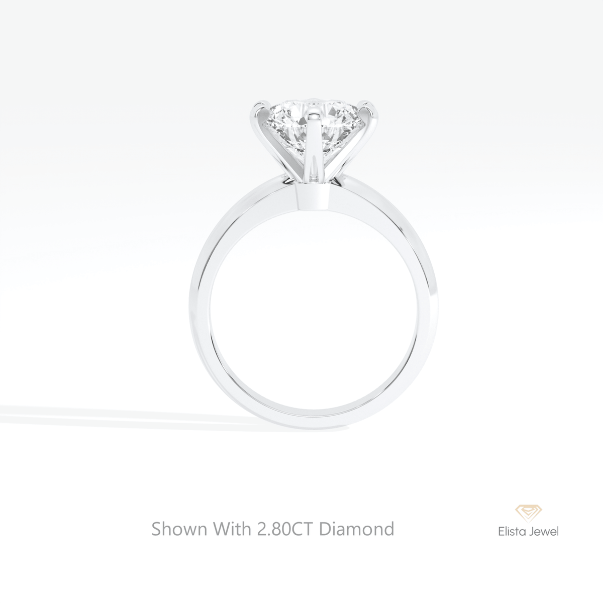 Round Cut Solitaire Wedding Lab Grown Diamond Ring in 18K White Gold - Close-up View