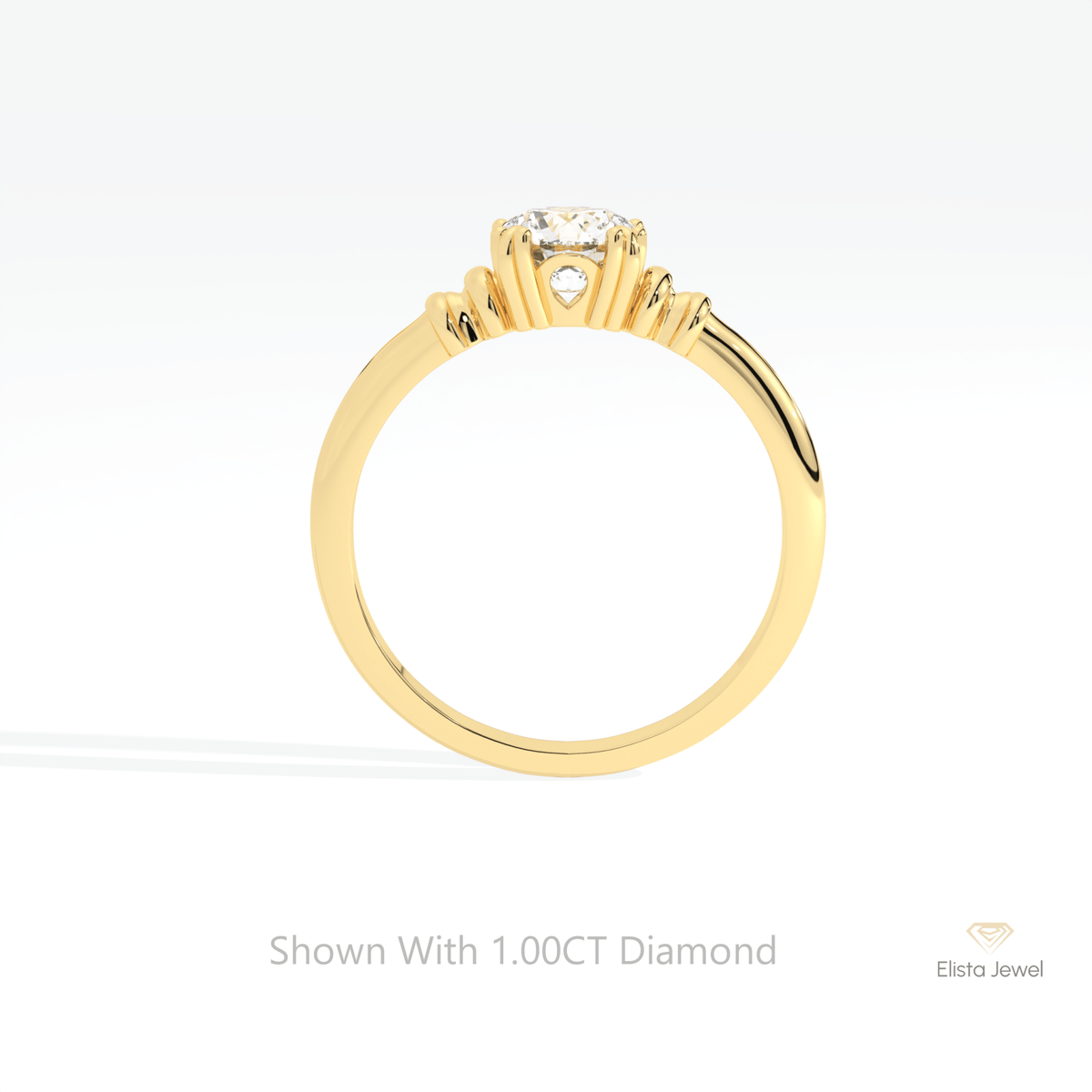 Round Cut Solitaire Wedding Lab Grown Diamond Ring in 10K Rose Gold - Angled View