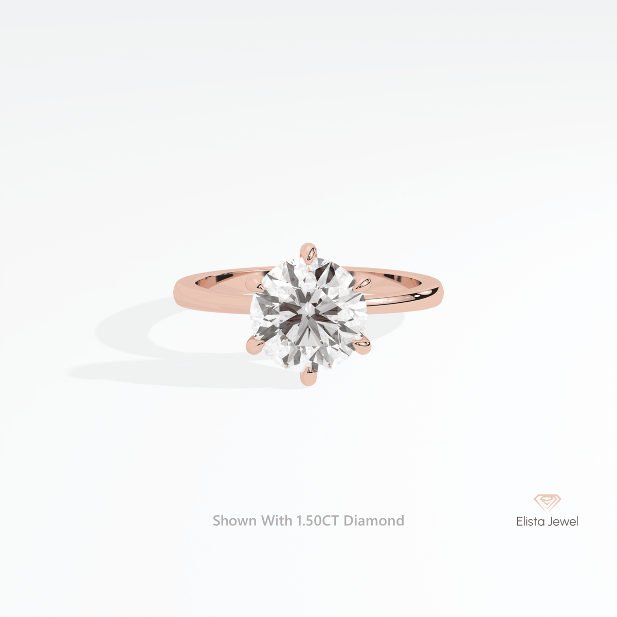 Round Cut Solitaire Wedding Lab Grown Diamond Ring in 14K Yellow Gold - Detail View