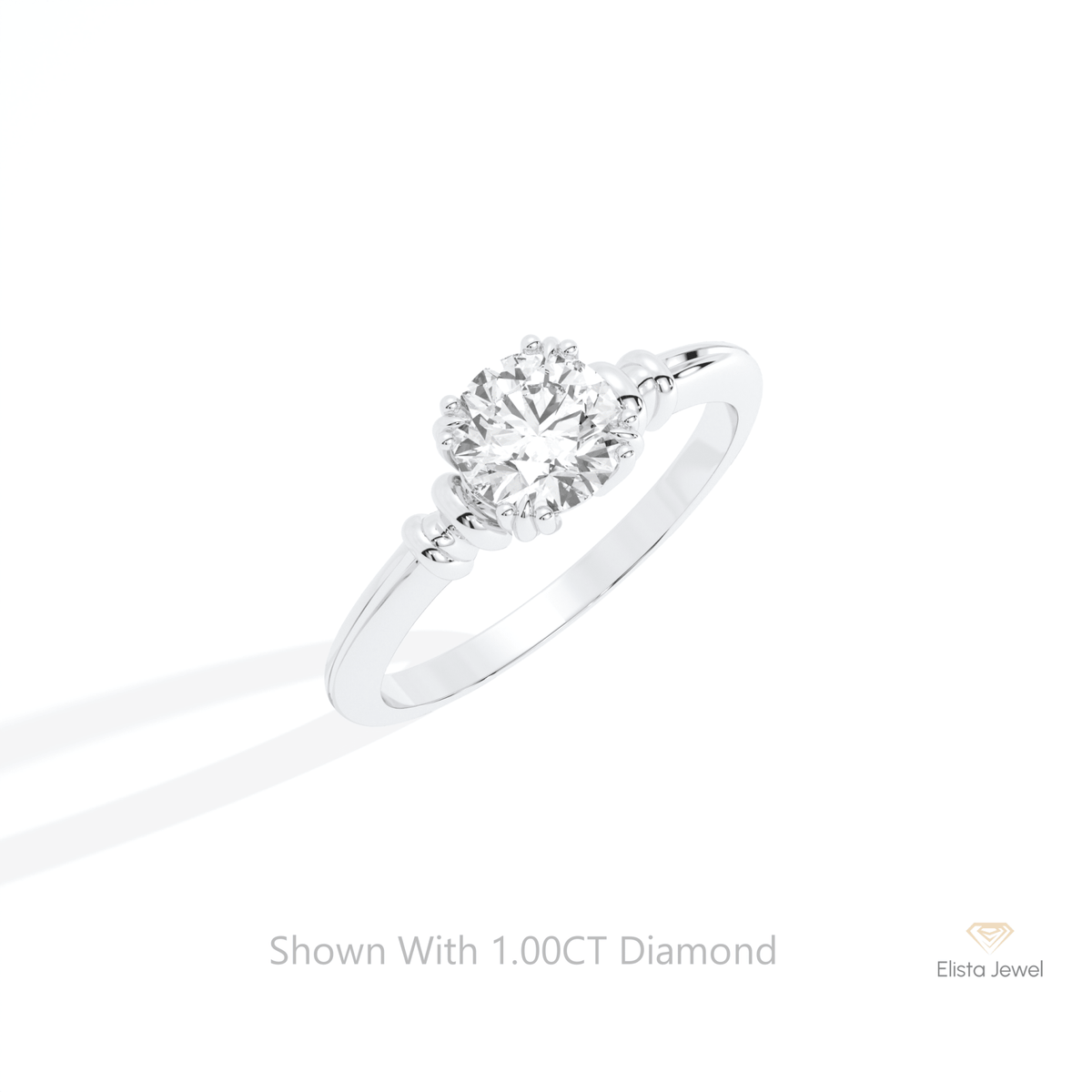 Round Cut Solitaire Wedding Lab Grown Diamond Ring in 14K Rose Gold - Profile View