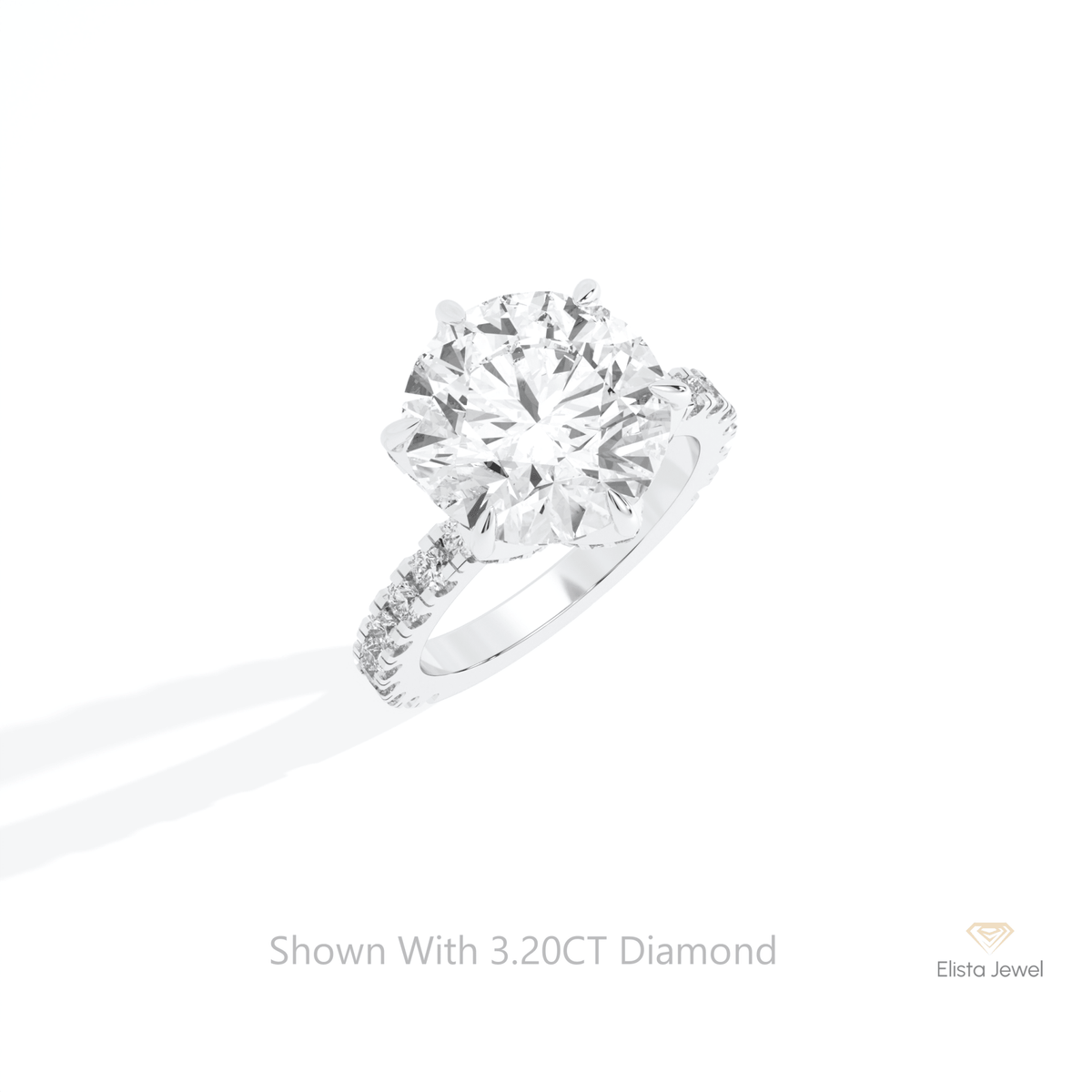 Round Cut Solitaire With Accent Lab Grown Diamond Ring in 10K Yellow Gold - Side View