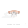 Round Cut Solitaire With Accent Lab Grown Diamond Ring in 18K Rose Gold - Ring on Hand View