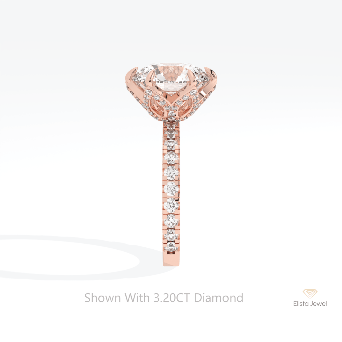 Round Cut Solitaire With Accent Lab Grown Diamond Ring - Additional View