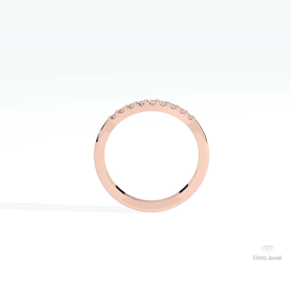 Round Cut Stacking Wedding Lab Grown Diamond Band in 18K White Gold - Close-up View