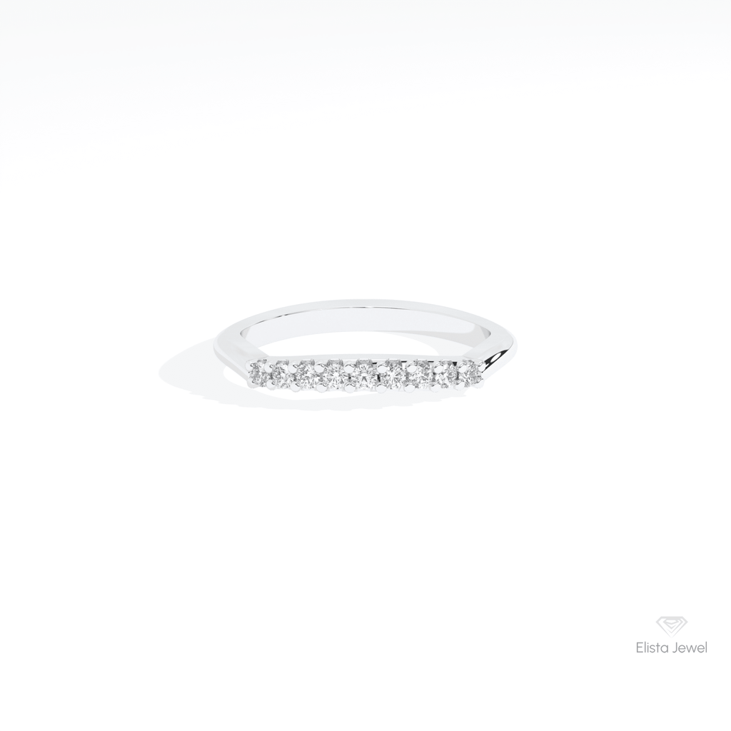 Round Cut Stacking Wedding Lab Grown Diamond Band in 18K Rose Gold - Ring on Hand View