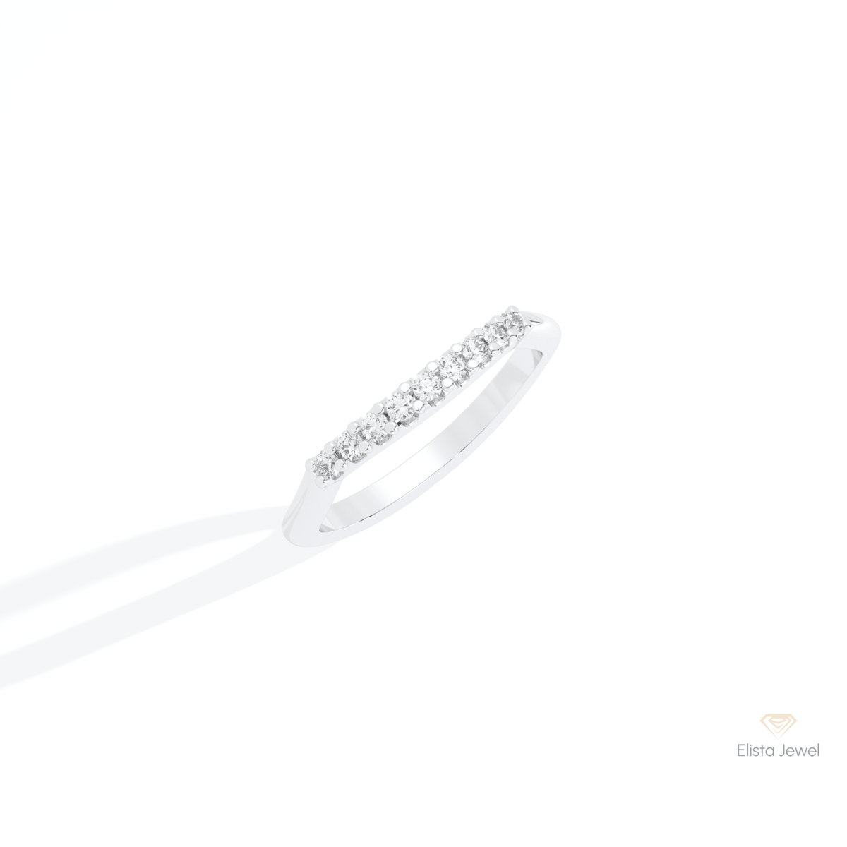 Round Cut Stacking Wedding Lab Grown Diamond Band in Platinum - Lifestyle View